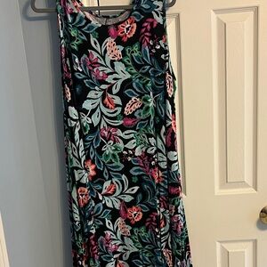 croft & barrow Black Maxi Dress with Teal, Pink and Coral Floral Print